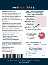 Load image into Gallery viewer, B1 Thiamine Vitamin Patches 150mg 0718157047082 Back of packet